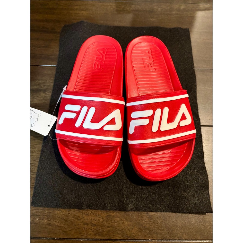 Fila Sleek Slide ST Kids Red White Sandals Slip On 3SM00021-611 Size 2